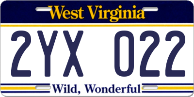 WV license plate 2YX022