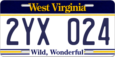 WV license plate 2YX024