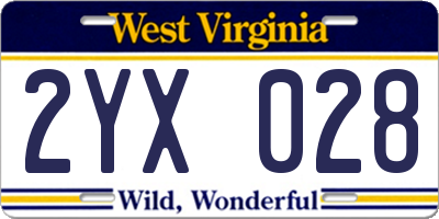 WV license plate 2YX028