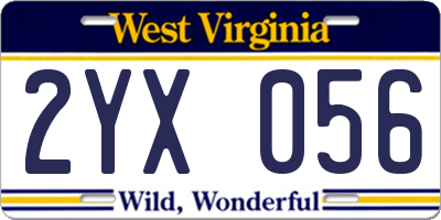 WV license plate 2YX056