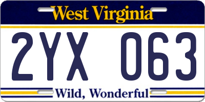WV license plate 2YX063