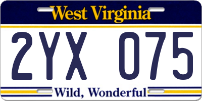 WV license plate 2YX075