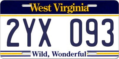 WV license plate 2YX093