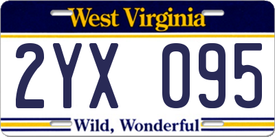 WV license plate 2YX095
