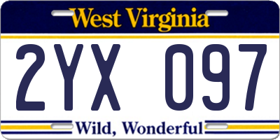 WV license plate 2YX097