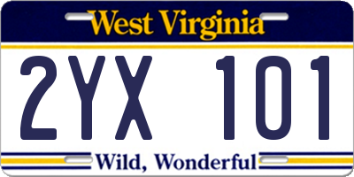 WV license plate 2YX101