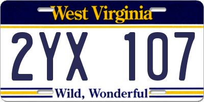 WV license plate 2YX107