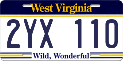 WV license plate 2YX110