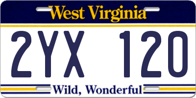 WV license plate 2YX120