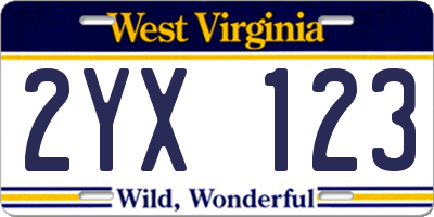 WV license plate 2YX123