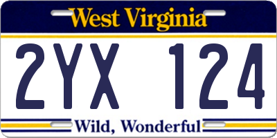 WV license plate 2YX124