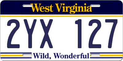 WV license plate 2YX127