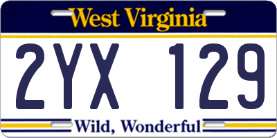 WV license plate 2YX129