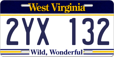 WV license plate 2YX132
