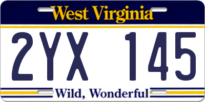 WV license plate 2YX145
