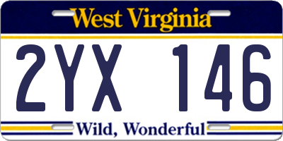 WV license plate 2YX146