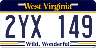 WV license plate 2YX149