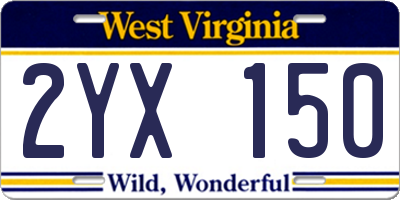 WV license plate 2YX150