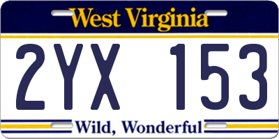 WV license plate 2YX153
