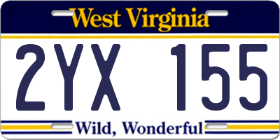 WV license plate 2YX155
