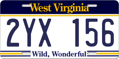 WV license plate 2YX156