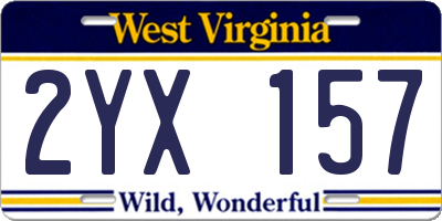 WV license plate 2YX157