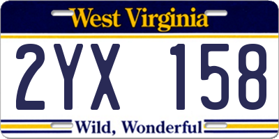 WV license plate 2YX158