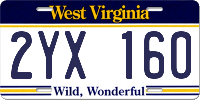 WV license plate 2YX160