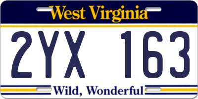WV license plate 2YX163