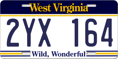 WV license plate 2YX164