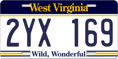 WV license plate 2YX169