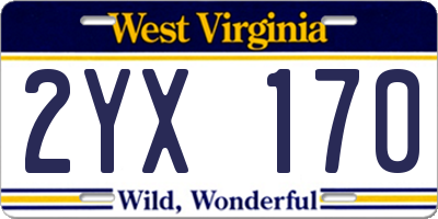 WV license plate 2YX170