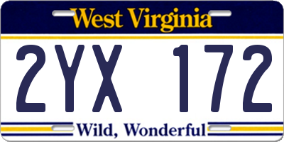 WV license plate 2YX172