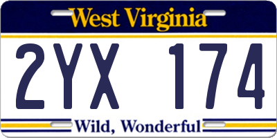 WV license plate 2YX174