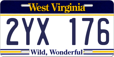WV license plate 2YX176