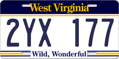 WV license plate 2YX177