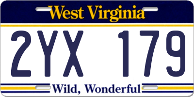 WV license plate 2YX179