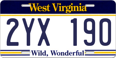 WV license plate 2YX190