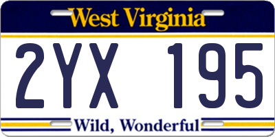 WV license plate 2YX195