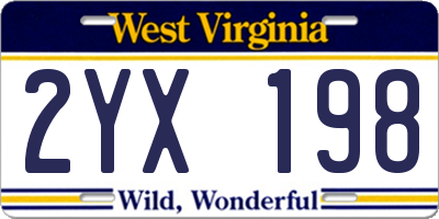 WV license plate 2YX198