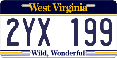 WV license plate 2YX199