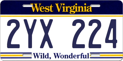 WV license plate 2YX224
