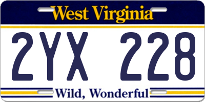 WV license plate 2YX228