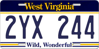 WV license plate 2YX244