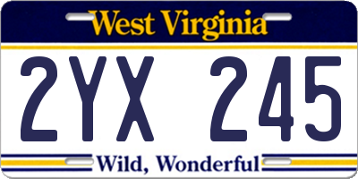 WV license plate 2YX245
