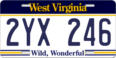 WV license plate 2YX246