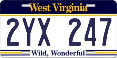WV license plate 2YX247