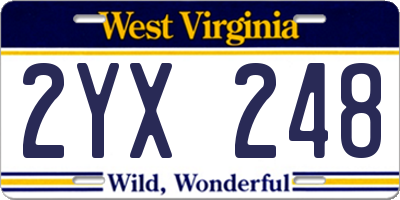 WV license plate 2YX248