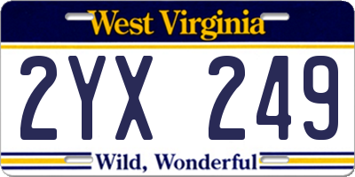 WV license plate 2YX249