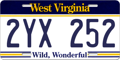 WV license plate 2YX252